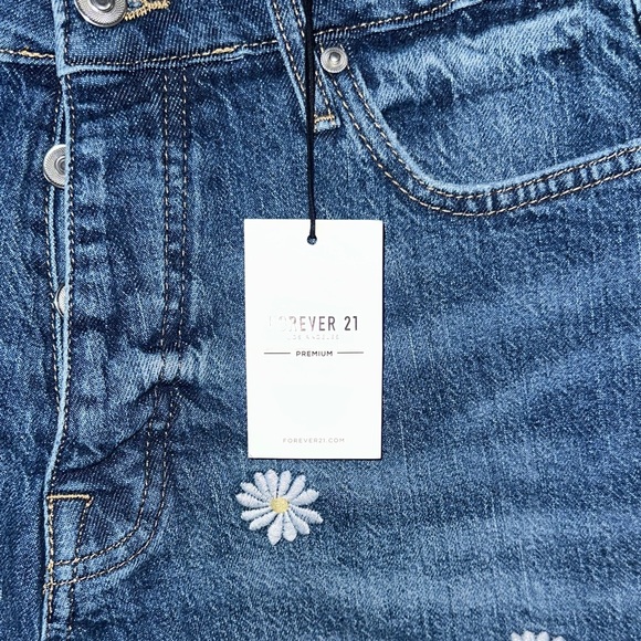 Forever 21 Blue Jean Shorts with Daisy Embroidery - Picture 2 of 8